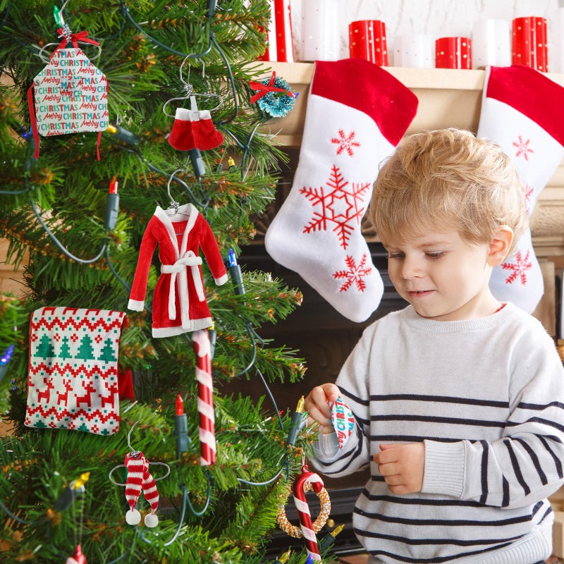 Bencailor Christmas Elf Accessories Elf Clothes Set Including Bathrobe Christmas Sleeping Bag Apron Hammock Shoes Scarf for Xmas New Year Party Decor(Vivid Style) - Image 4
